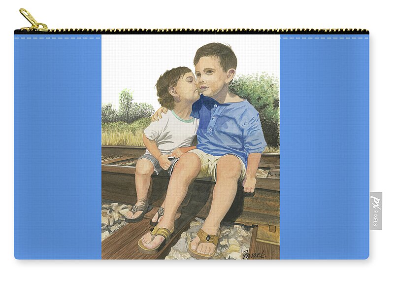 Brothers Zip Pouch featuring the painting Brotherly Love by Ferrel Cordle
