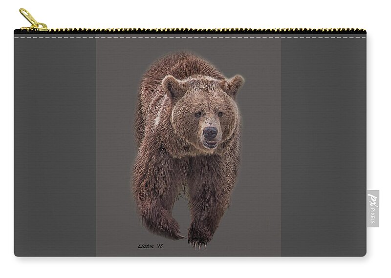 Brown Bear Zip Pouch featuring the digital art Brown Bear 8  by Larry Linton
