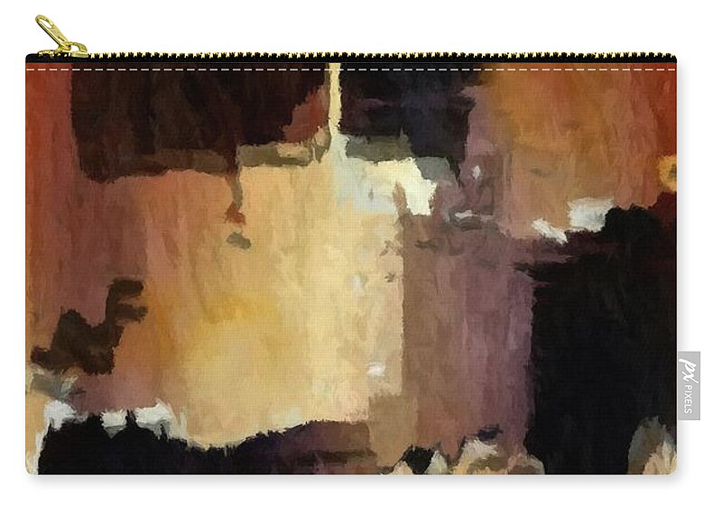 Photograph Zip Pouch featuring the digital art Brown Black Block Abstract by Delynn Addams