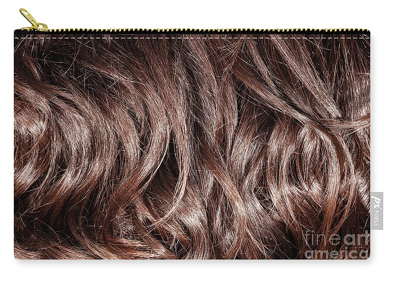 Backdrop Zip Pouch featuring the photograph Brown curly hair background by Anna Om