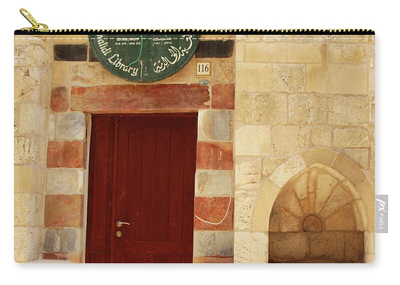 Jerusalem Zip Pouch featuring the photograph Brown Door by Munir Alawi
