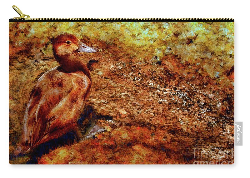 Duck Zip Pouch featuring the photograph Brown Duck by Blake Richards