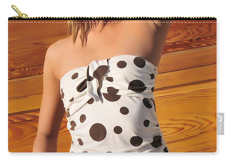 Glamour Photographs Zip Pouch featuring the photograph Brown polka dots by Robert WK Clark