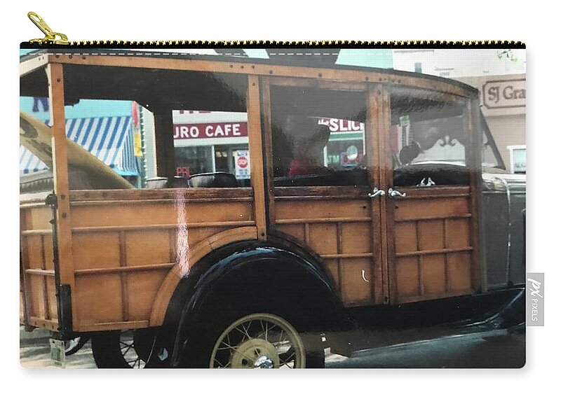 Vintage Zip Pouch featuring the photograph Brown Vintage Ride to go Surfing by Liza Beckerman