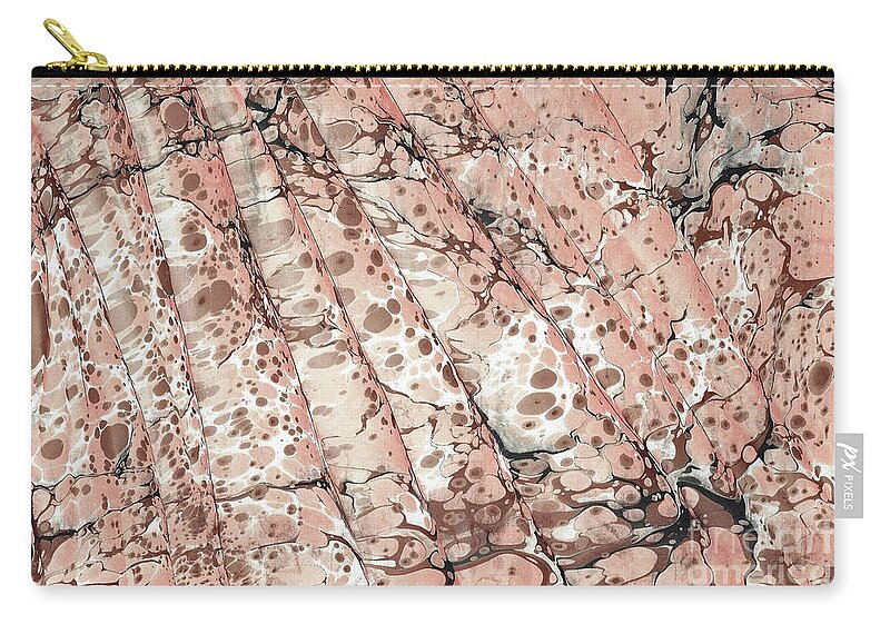 Water Marbling Zip Pouch featuring the painting Brown Wave #1 by Daniela Easter