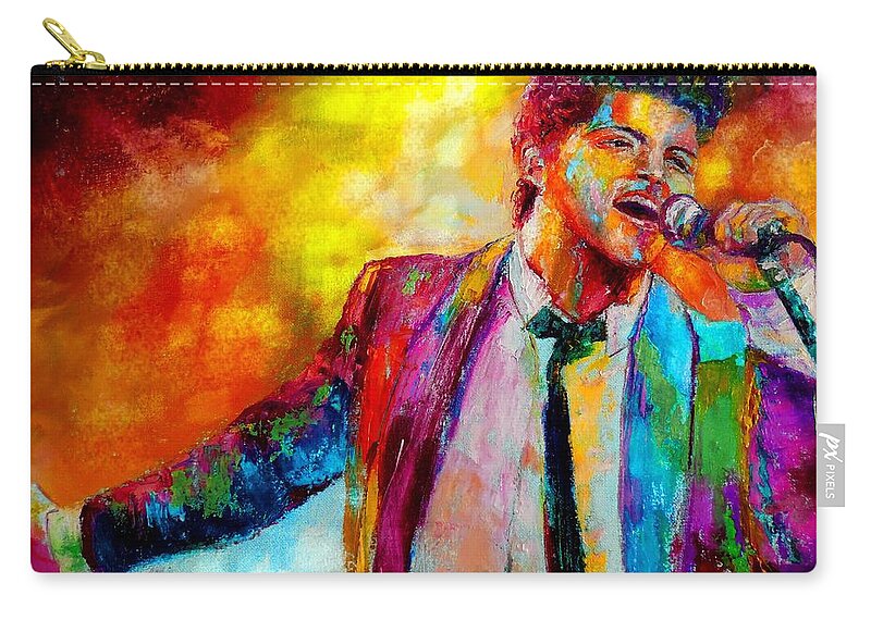 Bruno Mars. Oil Painting Zip Pouch featuring the painting Bruno Mars by Leland Castro