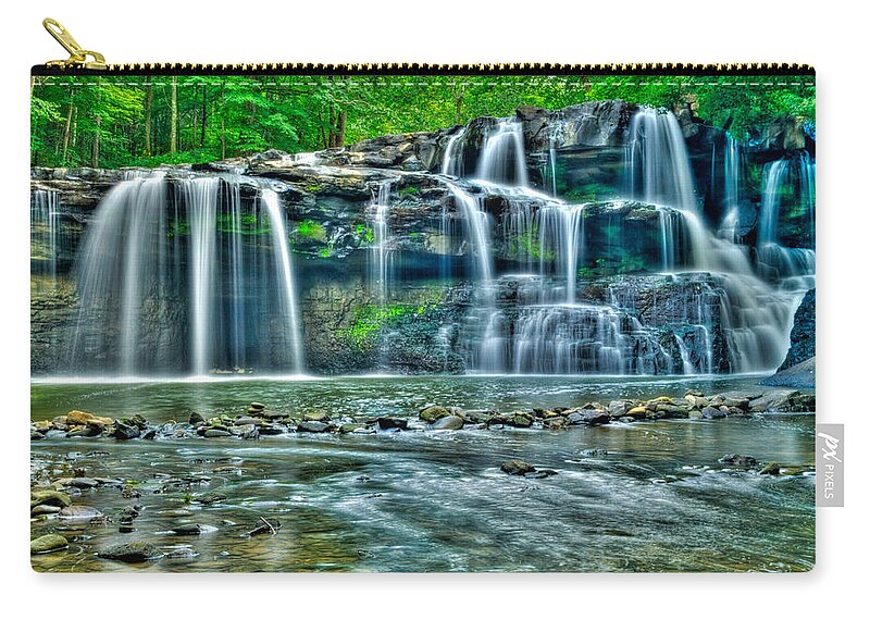 Bush Zip Pouch featuring the photograph Brush Creek Falls 3821 19 20 by Michael Peychich