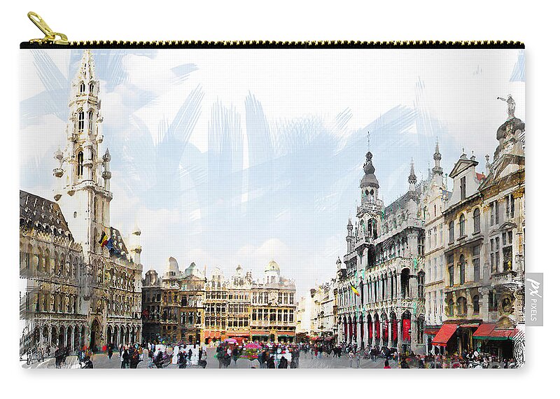 Grote Markt Zip Pouch featuring the photograph Brussels Grote Markt by Tom Cameron