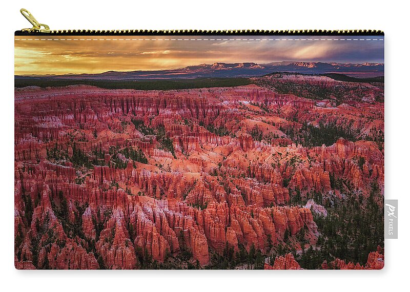 Af Zoom 24-70mm F/2.8g Zip Pouch featuring the photograph Bryce Canyon in the Glow of Sunset by John Hight