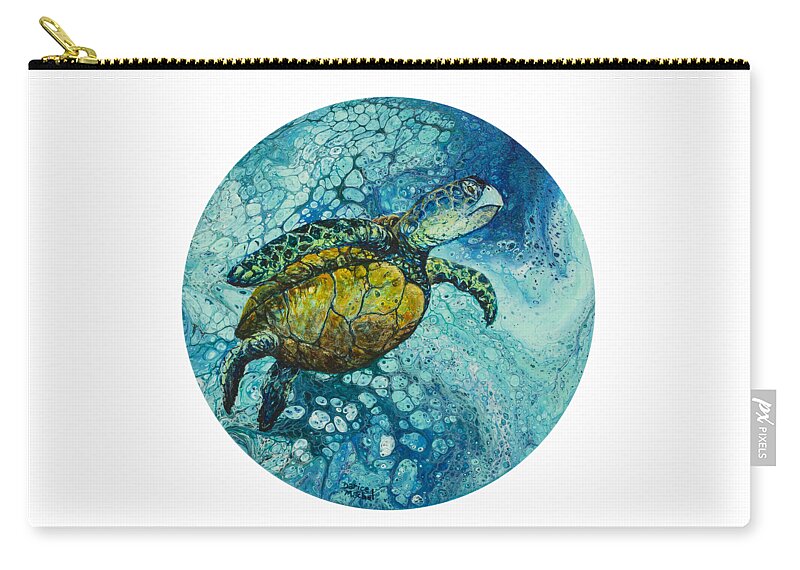 Honu Zip Pouch featuring the painting Bubble Surfer by Darice Machel McGuire