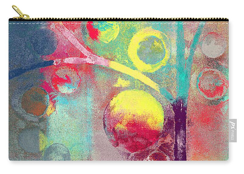 Abstract. Multicolor Zip Pouch featuring the painting Bubble Tree - 285l by Variance Collections