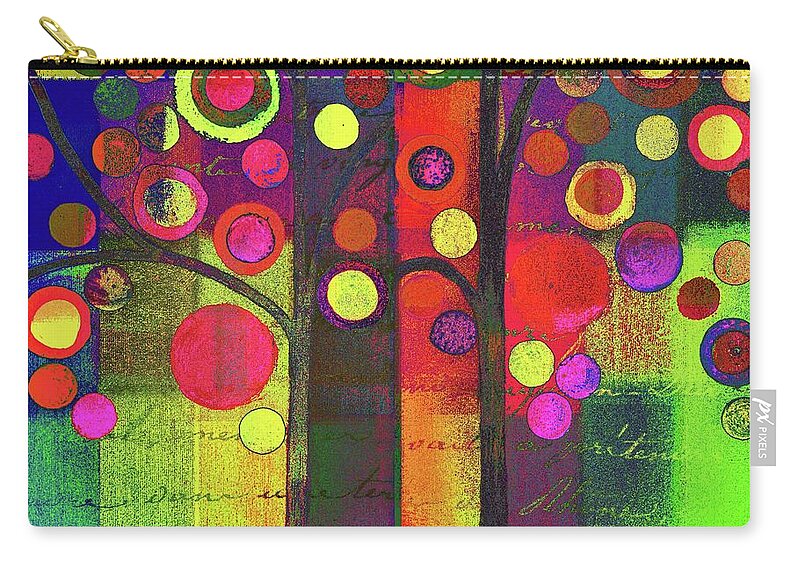Bubble Tree Zip Pouch featuring the painting Bubble Tree Duo - 5501b by Variance Collections