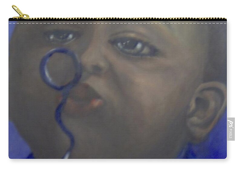 African-american Zip Pouch featuring the painting Bubbles 2 by Saundra Johnson