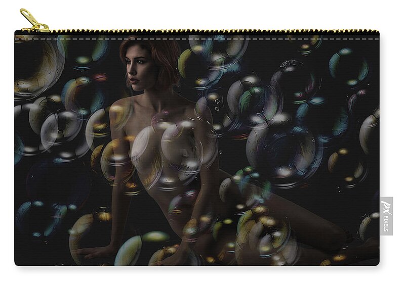 Johanna Dartez Castille. Zip Pouch featuring the photograph Bubbly Johanna by Gregory Daley MPSA