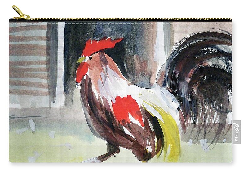 Chicken Nature Entertainment Travel Humor Wildlife Zip Pouch featuring the painting bud by Ed Heaton