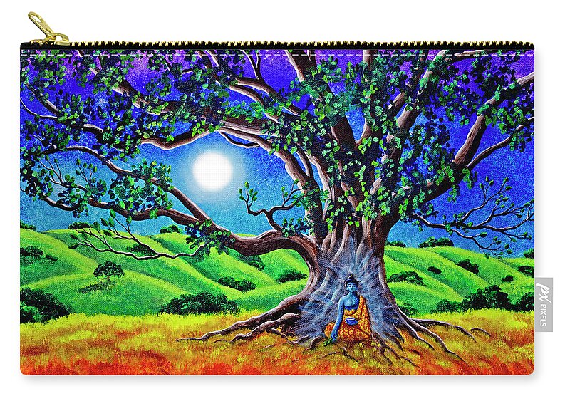 Rainbow Zip Pouch featuring the painting Buddha Healing the Earth by Laura Iverson