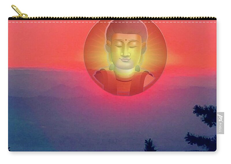 Meditate Zip Pouch featuring the photograph Buddha sunset by Jack Eadon