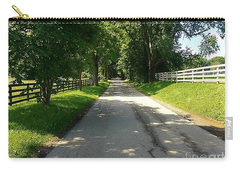 Country Road Zip Pouch featuring the photograph Bluegrass Morning by David Neace CPX