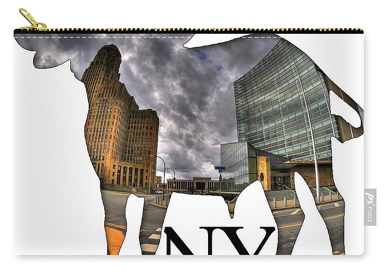Michael Frank Jr; Nikon; Hdr; Iphone Case; Iphone; Galaxy; Galaxy Case; Phone Case; Buffalo; Buffalo Ny; Buffalo Zip Pouch featuring the photograph Buffalo NY City Hall and Court Building by Michael Frank Jr