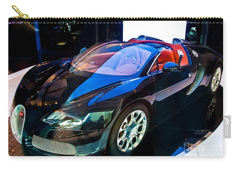 Bugatti Veyron Zip Pouch featuring the photograph Bugatti Veyron Targa by Stuart Row