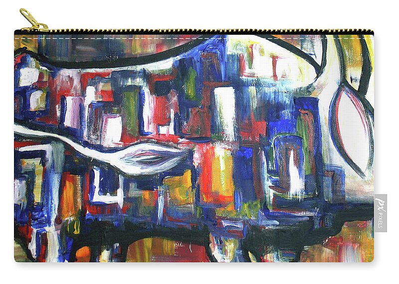 Bull Zip Pouch featuring the painting Bull at Sunset by Frank Botello