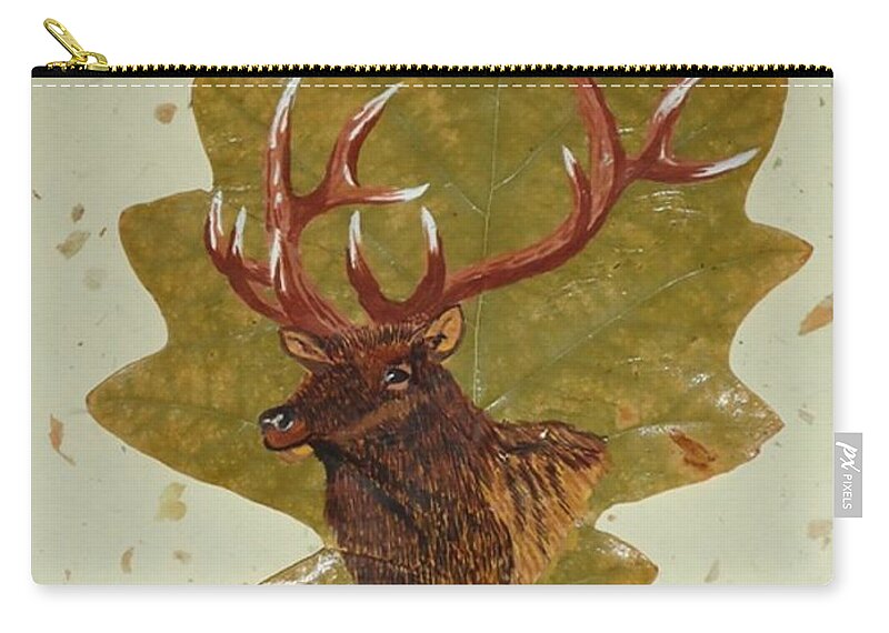 Wildlife Zip Pouch featuring the painting Bull Elk by Ralph Root