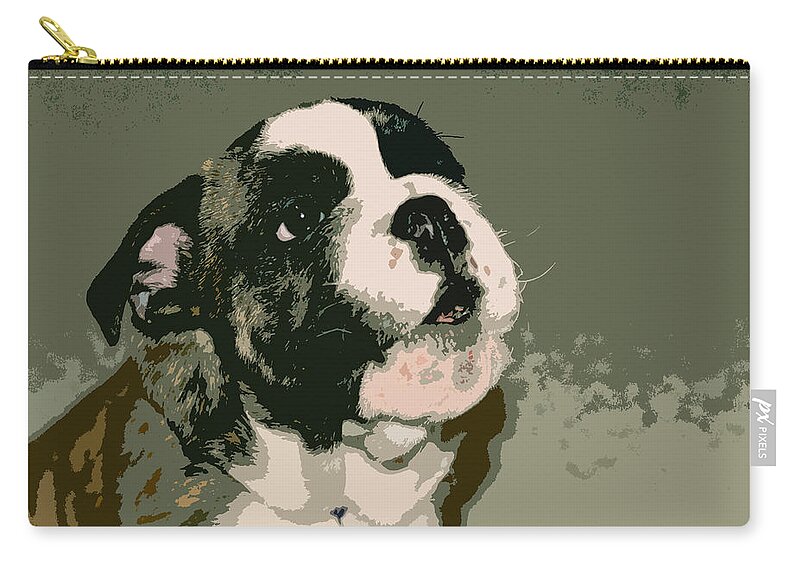 English Bulldog Zip Pouch featuring the photograph Bulldog Puppy by Geoff Jewett