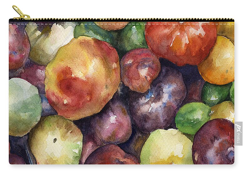 Heirloom Tomatoes Painting Zip Pouch featuring the painting Bumper Crop of Heirlooms by Anne Gifford