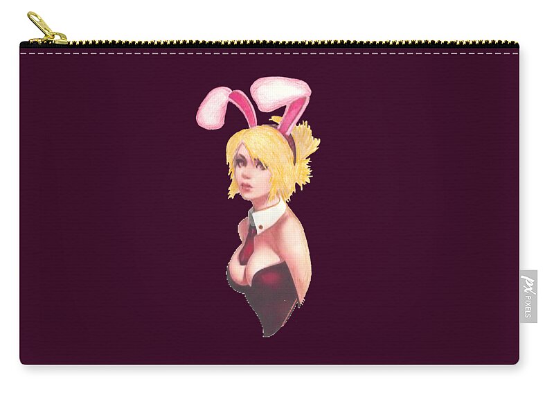 Bunny Zip Pouch featuring the painting Bunny Girl T-shirt by Herb Strobino