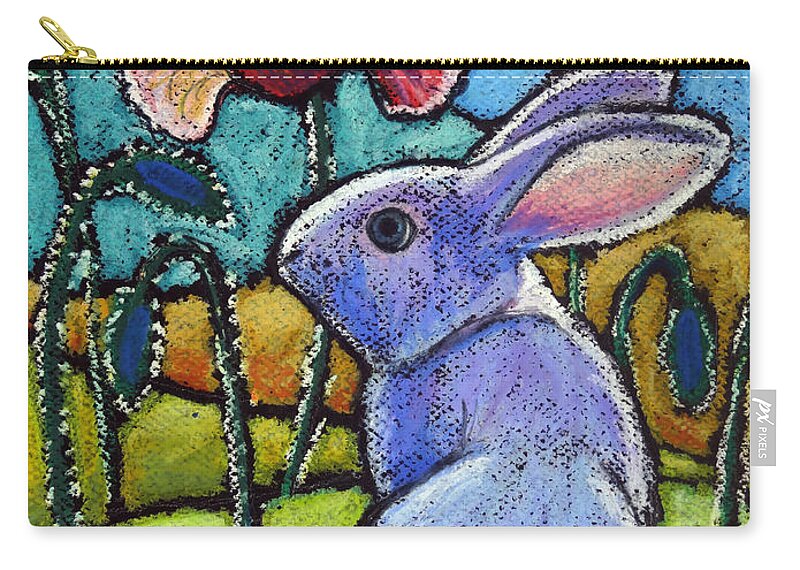 Rabbit Zip Pouch featuring the painting Bunnytime by Ande Hall