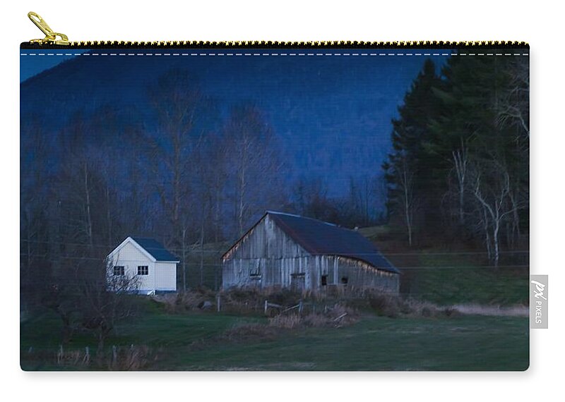Moon Zip Pouch featuring the photograph Burke Barn and Super Moon by Tim Kirchoff