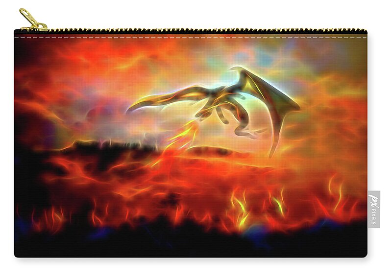 Game Of Thrones Dragons Zip Pouch featuring the digital art Burn them all by Lilia D