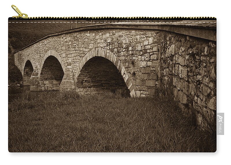 Anbp Zip Pouch featuring the photograph Burnside Bridge by James Oppenheim