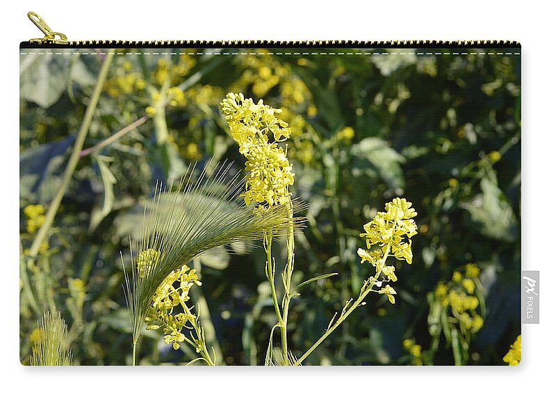 Yellow Wildflower Zip Pouch featuring the photograph Bursting In The Fields by Glenn McCarthy Art and Photography