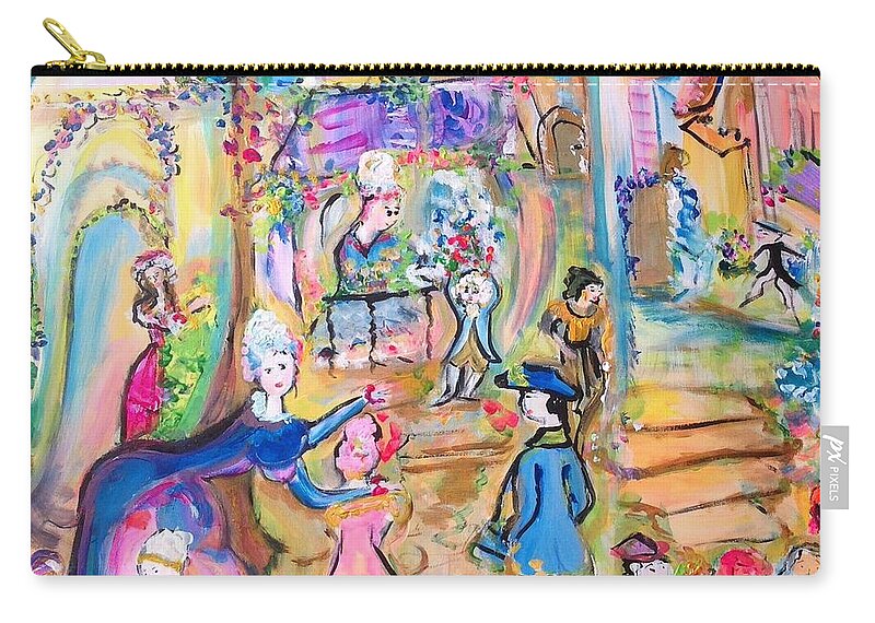 Square Zip Pouch featuring the painting Bustling square by Judith Desrosiers
