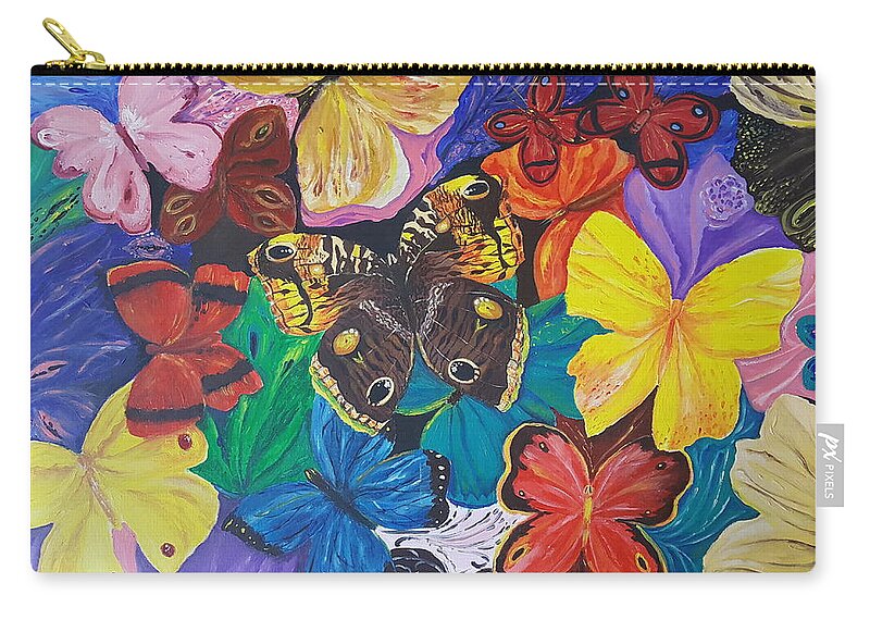 Butterfly Zip Pouch featuring the painting Butterflies by Rita Fetisov