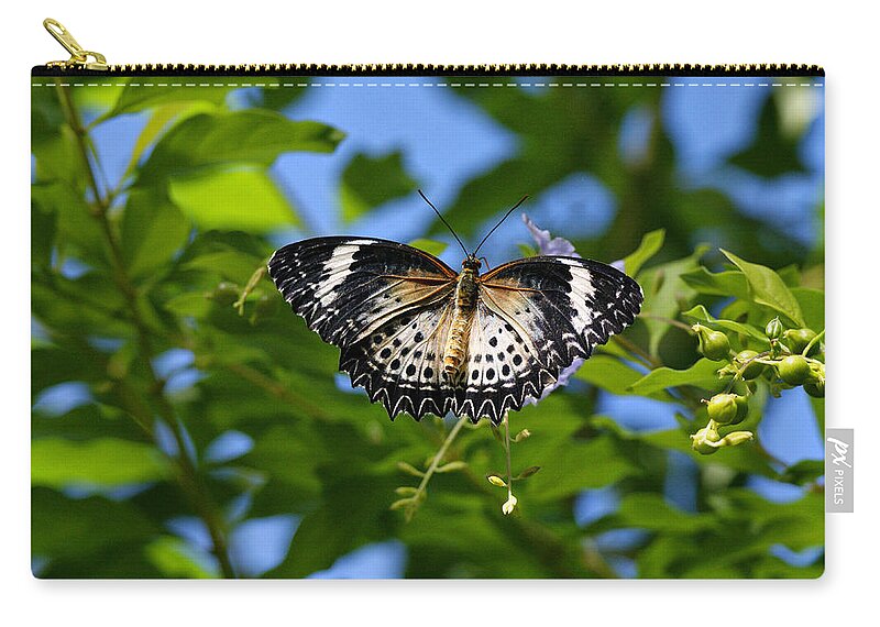 Butterfly Zip Pouch featuring the photograph Butterfly and Blue Sky by Sandy Keeton