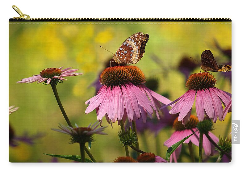 Flowers Zip Pouch featuring the photograph Butterfly In A Field Of Dreams by Dorothy Lee