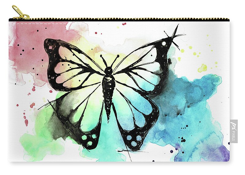 Butterfly Zip Pouch featuring the painting Butterfly in Watercolor and India Ink by Emily Page