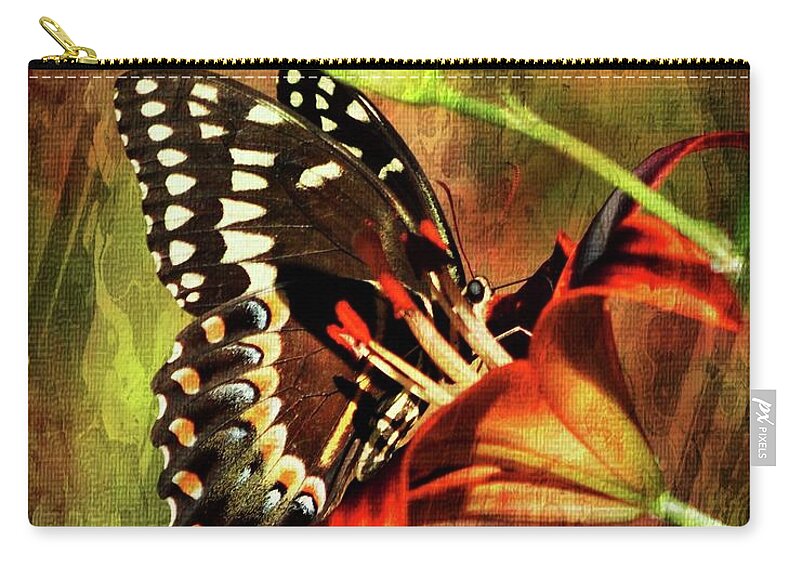 Butterfly Kiss Print Zip Pouch featuring the photograph Butterfly Kiss by Sheri McLeroy