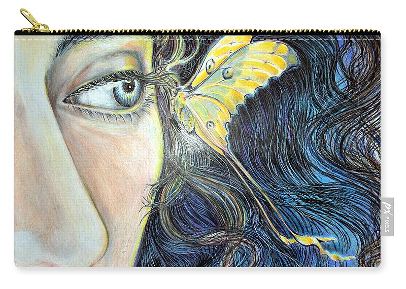 Butterfly Zip Pouch featuring the drawing Butterfly Kiss by Susan Moore