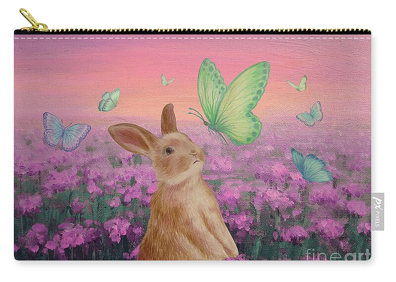 Butterfly Zip Pouch featuring the mixed media Butterfly Kisses by Yoonhee Ko