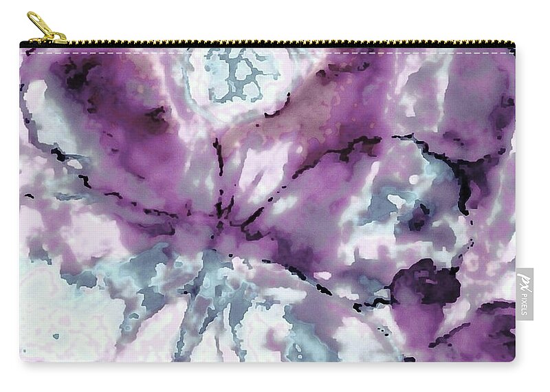 Purple Zip Pouch featuring the painting Butterfly Romance by Hazel Holland