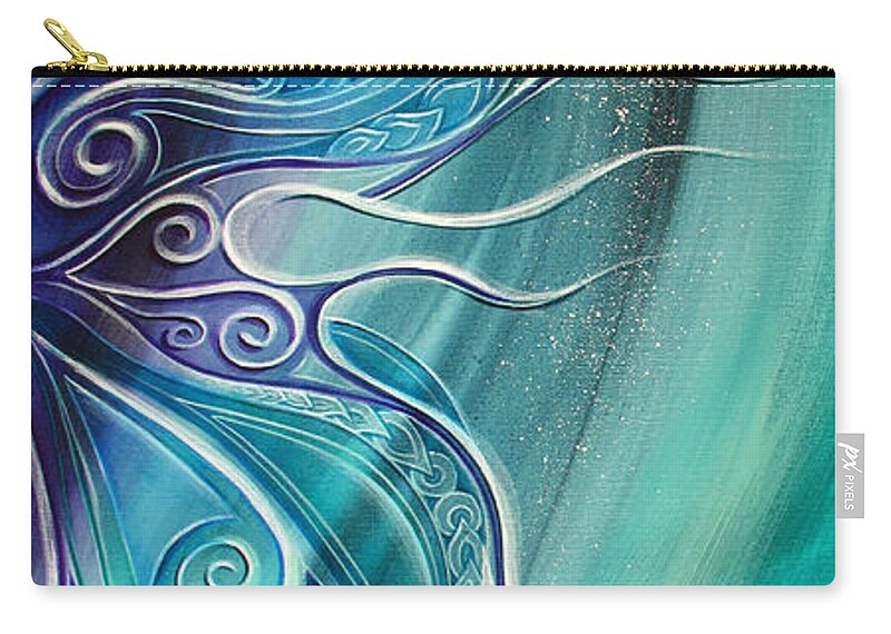 Butterfly Zip Pouch featuring the painting Butterfly Wing with Lotus by Reina Cottier
