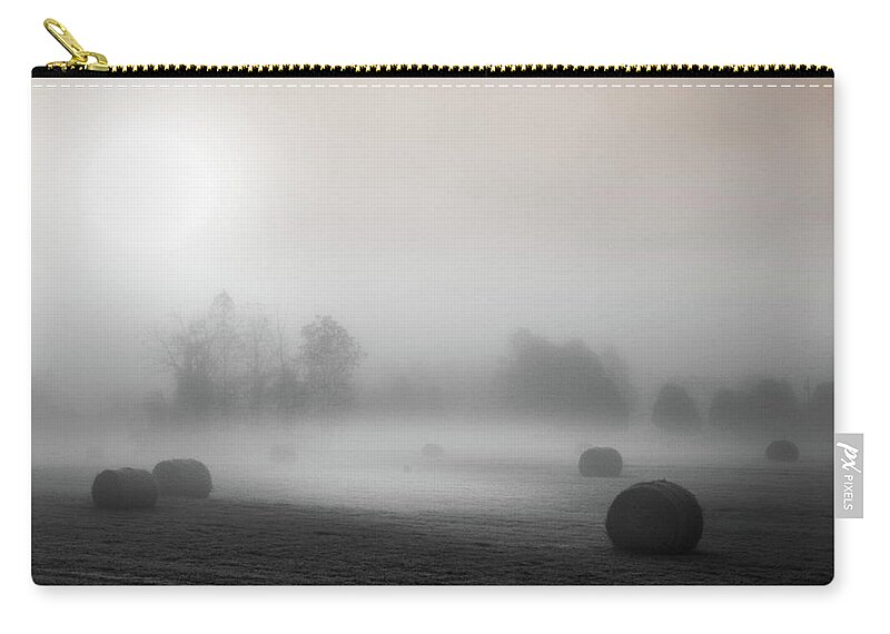 Mist Zip Pouch featuring the photograph BW Golden Mist by Kelly Kennon