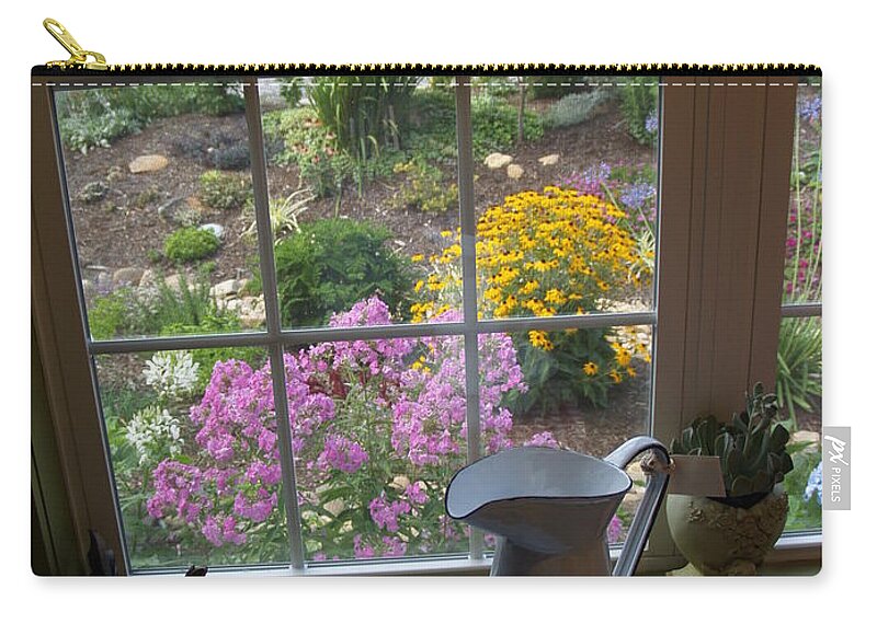 Window Zip Pouch featuring the photograph By the Garden Window in North Carolina by Anna Lisa Yoder