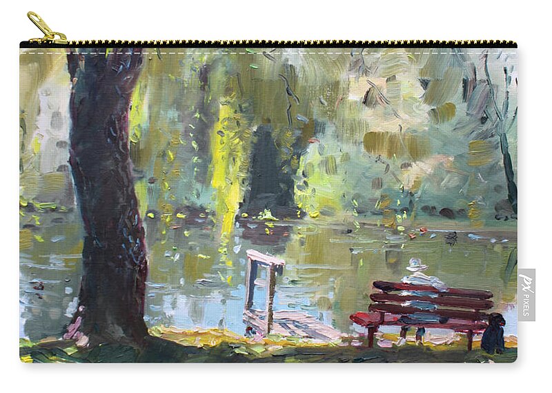 Lake Zip Pouch featuring the painting By The Lake by Ylli Haruni