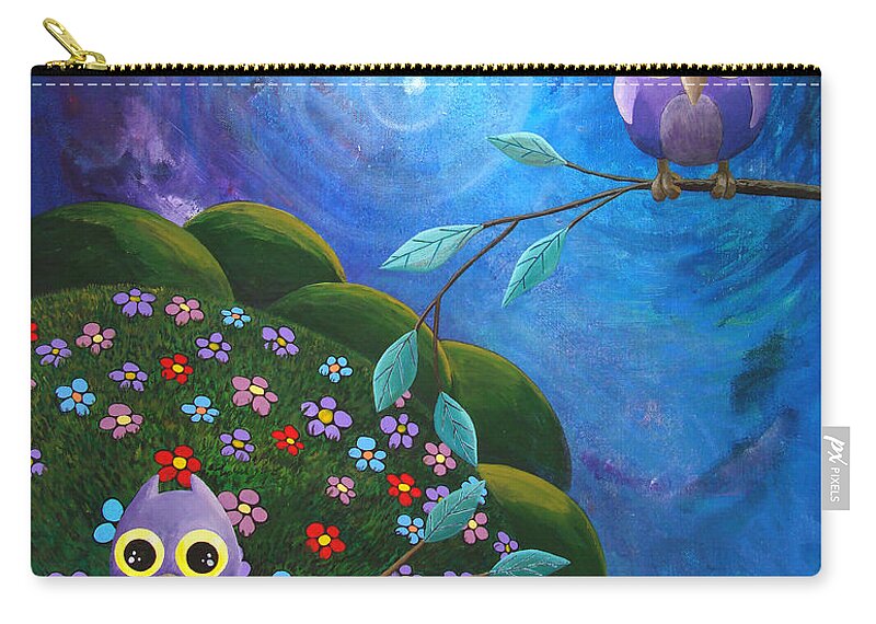 Night Carry-all Pouch featuring the painting By The Light of the Silvery Moon by Mindy Huntress