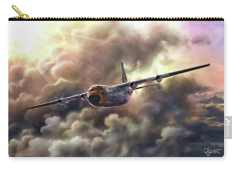 C-130 Hercules Zip Pouch featuring the painting C-130 Hercules by David Luebbert