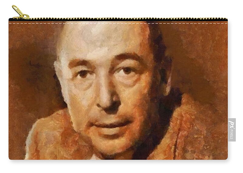 Writer Zip Pouch featuring the painting C. S. Lewis, Literary Legend by Esoterica Art Agency